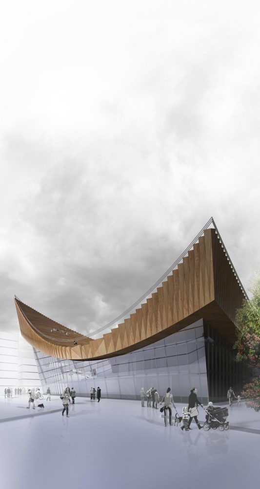 a public plaza tops the tokyo music center by hajizadeh & associates