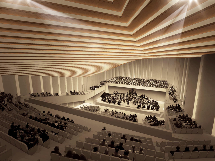 a public plaza tops the tokyo music center by hajizadeh & associates