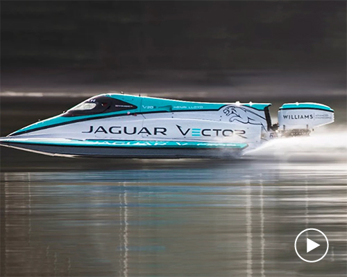 jaguar’s battery-powered V20E boat broke a maritime speed record