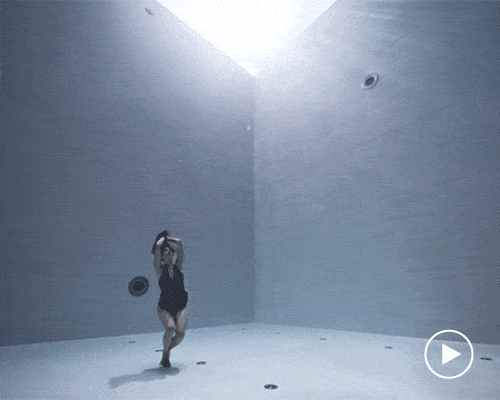 artist performs underwater choreography in the world's deepest pool