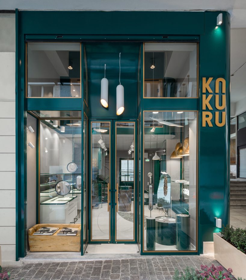 bold green with a touch of gold: urban soul project's jewelry store in athens