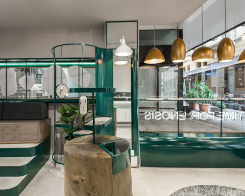 bold green with a touch of gold: urban soul project's jewelry store in athens
