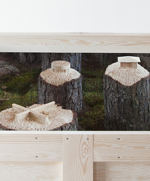 krupinski/krupinska carve iconic pieces of architecture out of pine trees