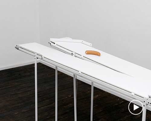 studio jephrim and jan bernstein's looping sausage takes food production in the gallery space