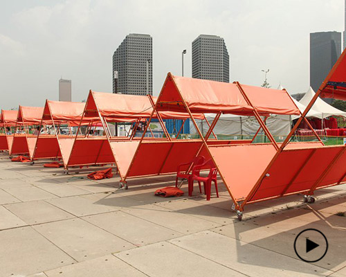 motoelastico designs foldable tents for night market in seoul