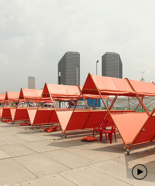 motoelastico designs foldable tents for night market in seoul