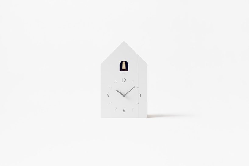 nendo designs three minimal variations of the traditionally ornate cuckoo clock