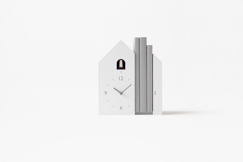 nendo designs three minimal variations of the traditionally ornate cuckoo clock