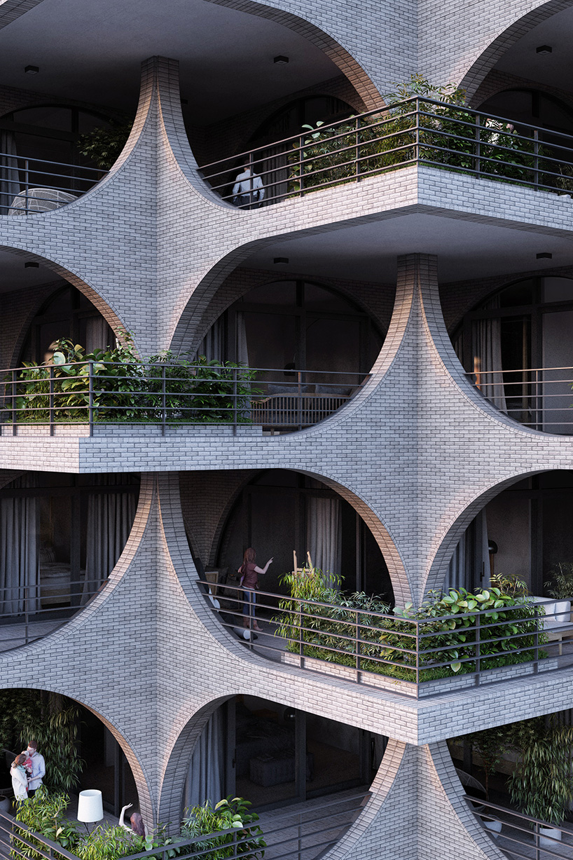 penda's high-rise celebrates tel aviv's bauhaus era with cascading terraces and arches