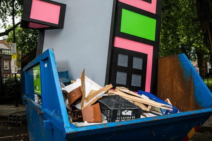 richard woods abandons his holiday home in a roadside skip in london