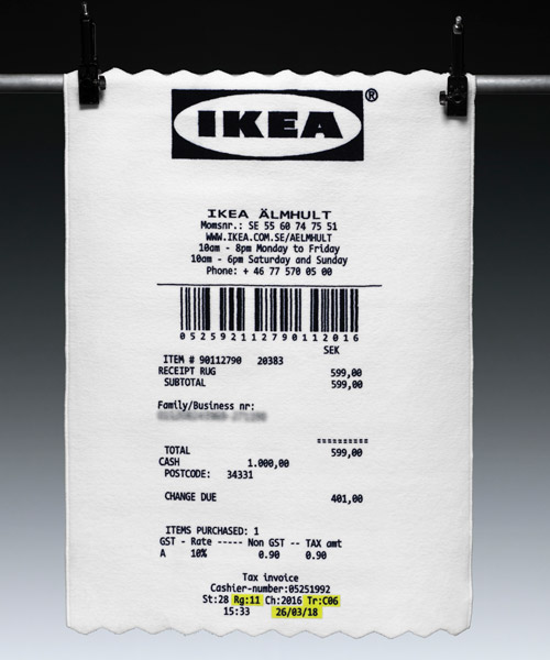 virgil abloh's IKEA collection includes a giant receipt rug and a mona lisa lightbox