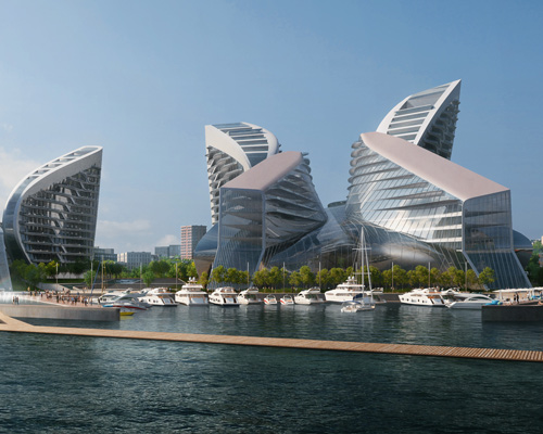 ZHA's masterplan for novorossiysk neighborhood comprises nine iterations of a single form