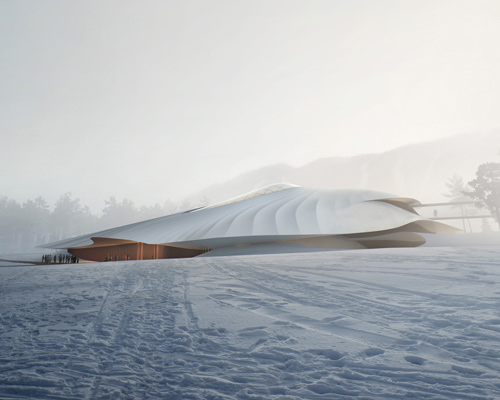 MAD's yabuli conference centre mimics the snow-capped mountains of northeastern china