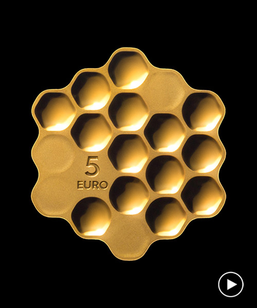arthur analts designs a honeycomb-shaped 5 euro coin to honor latvian sustainability