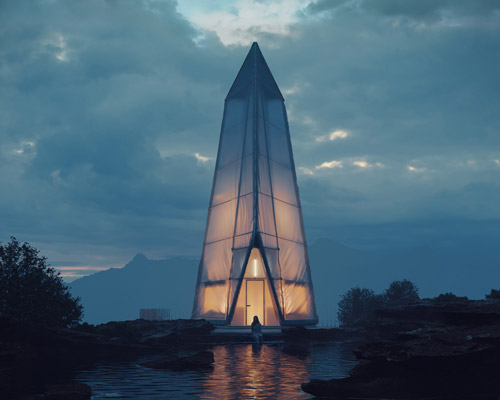 bartosz domiczek's cabin concept envisions huge monoliths inspired by nordic gods
