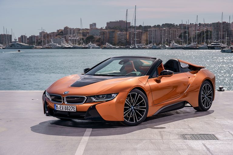 sun, sea and a soft-top: designboom tests the BMW i8 roadster in majorca