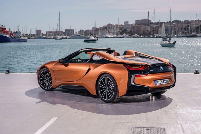 sun, sea and a soft-top: designboom tests the BMW i8 roadster in majorca