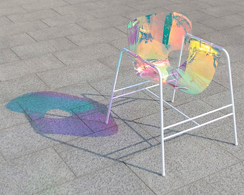 taehwan kim's light chair uses dichroic film to capture a rainbow of colours