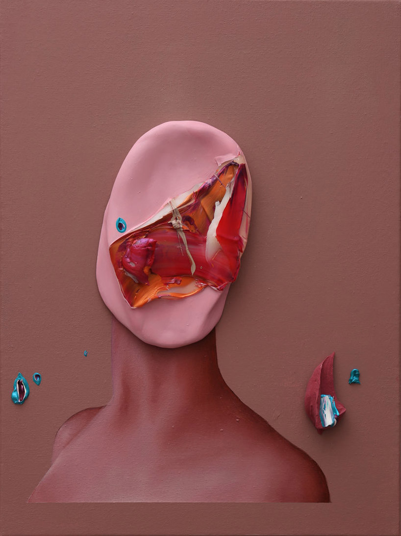 artist smears thick layers of flesh-toned acrylics to create faceless portraits fabio la fauci is it you?