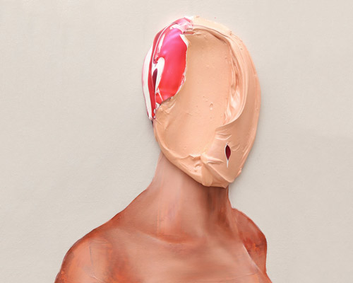 fabio la fauci smears thick layers of flesh-toned acrylics to create faceless portraits