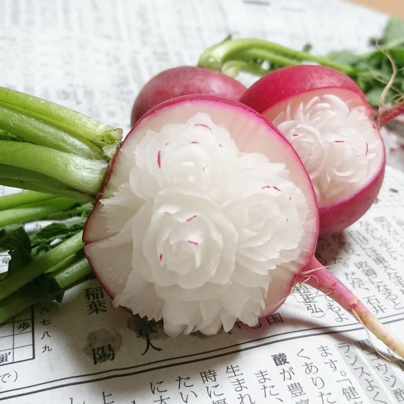 food carver 'gaku' transforms fruit and vegetables into edible masterpieces