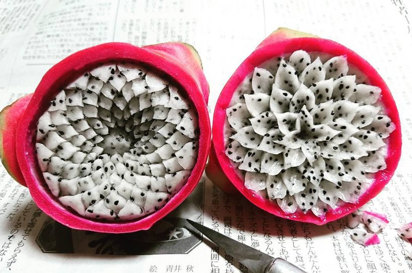 food carver 'gaku' transforms fruit and vegetables into edible masterpieces