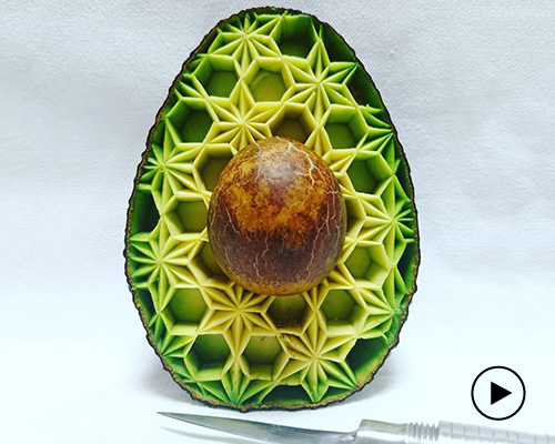 food carver 'gaku' transforms fruit and vegetables into edible masterpieces