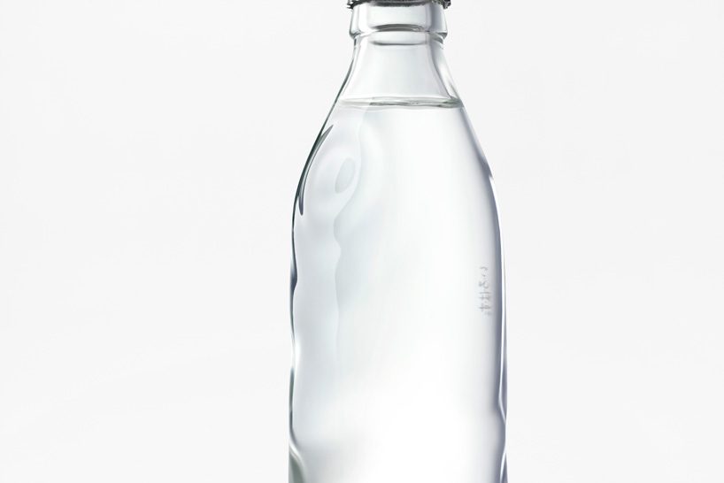nendo creates glass bottle capturing the ripples of natural spring