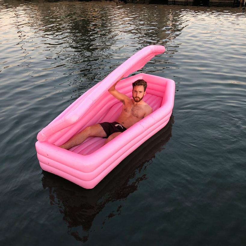 exotic fluture Capricios  bury yourself this summer in this pink coffin float by pom pom