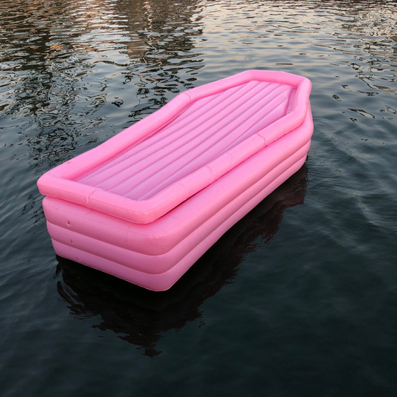 exotic fluture Capricios  bury yourself this summer in this pink coffin float by pom pom