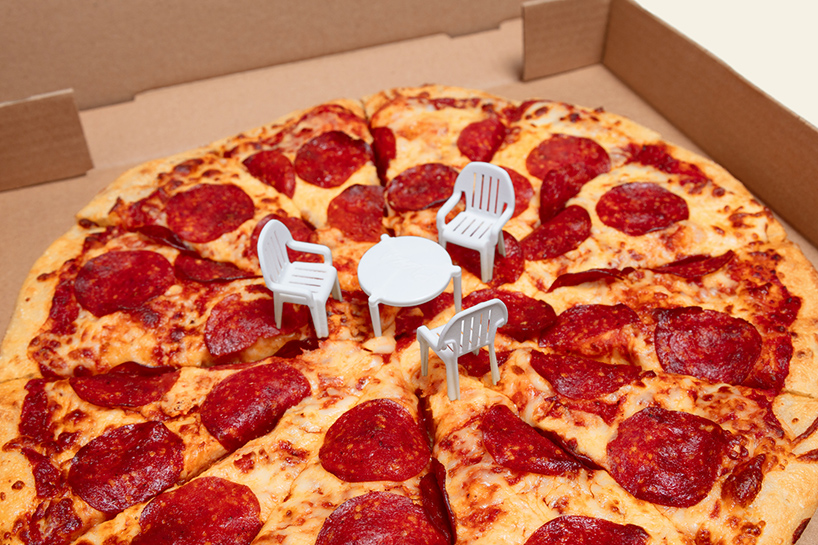 finally, that little plastic pizza table has its own tiny takeout patio