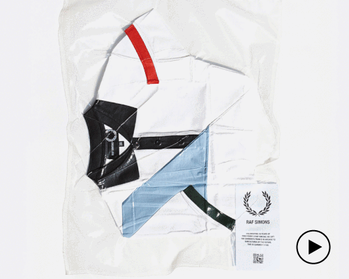 fred perry + raf simons drop vacuum-packed archive pieces across the world