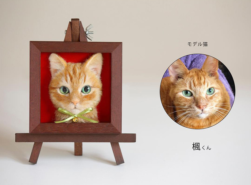 japanese artist creates realistic cats heads using needle felted wool