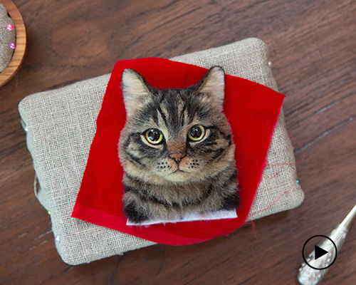 japanese artist creates incredibly realistic cat heads out of felted wool