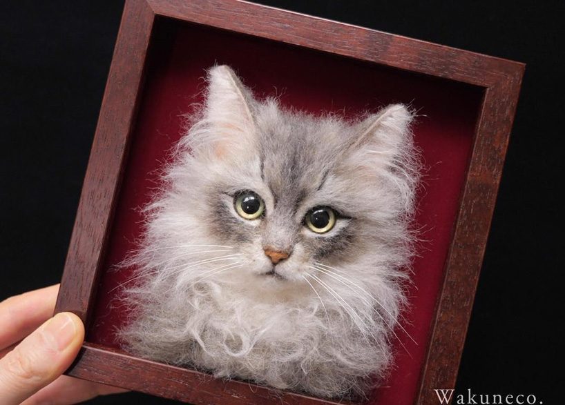 japanese artist creates realistic cats heads using needle felted wool