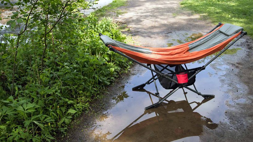 mock ONE: world's first compact folding hammock sets up without trees