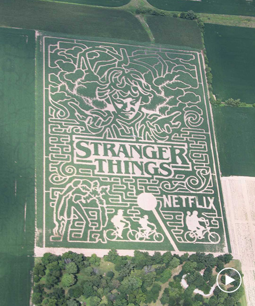 this american corn field has brought to life a 20-acre 'stranger things' maze design