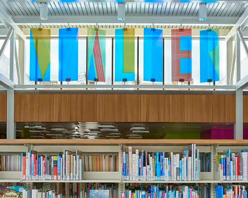 studio tylevich designs rotating art installation in a renovated american library