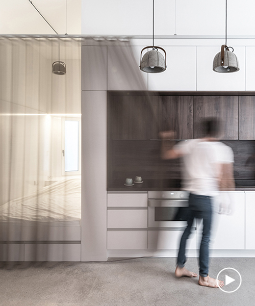translucent curtains define different zones in this 30 sq-m apartment by batlab