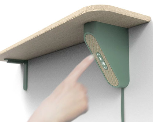 the aloft speaker tucks under shelves and ledges utilizing leftover space
