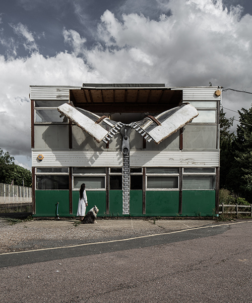 alex chinneck unzips the walls of an abandoned office building