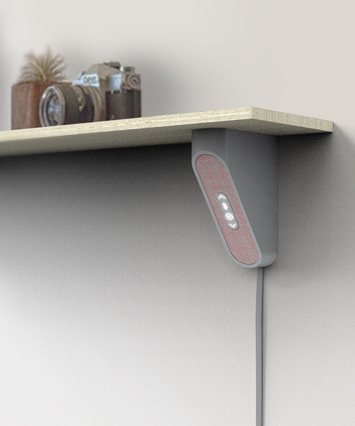 the aloft speaker tucks under shelves and ledges utilizing leftover space