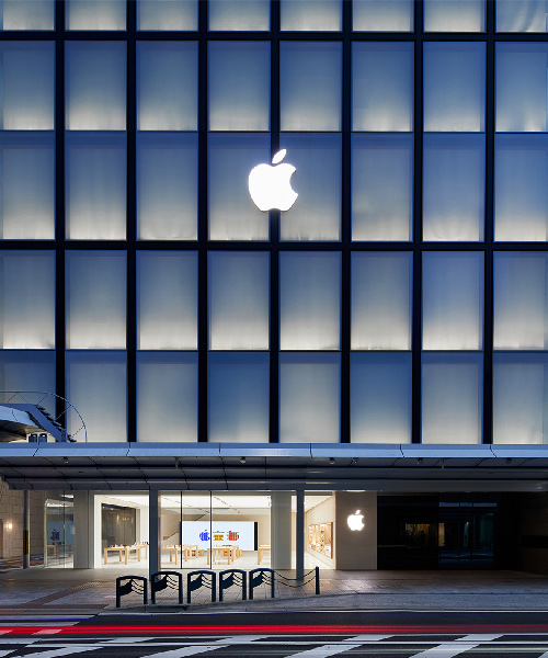 apple's first store in kyoto references japanese lanterns