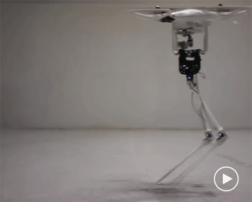 aerial biped robot dances around using a quadrotor for balance and movement