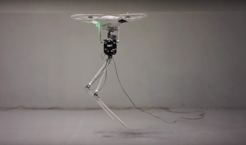 aerial biped robot dances around using a quadrotor for balance and movement