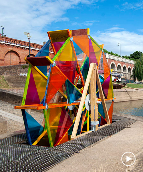 christo guelov celebrates the history of toulouse with colorful hydroelectric turbine
