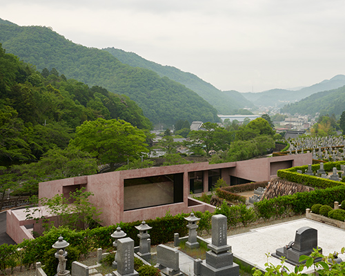 david chipperfield's inagawa cemetery is a solemn composition of geometries in pink