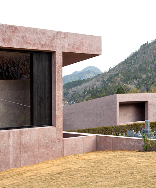 david chipperfield's inagawa cemetery is a solemn composition of geometries in pink