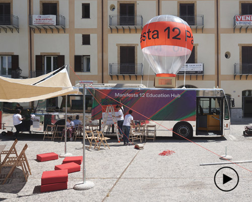 ENORME studio transforms a bus into education hub at manifesta 12 in palermo