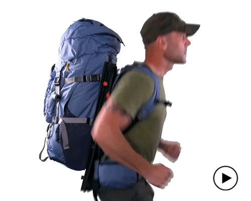 'floating' backpack bounces up-and-down to reduce stress on your back